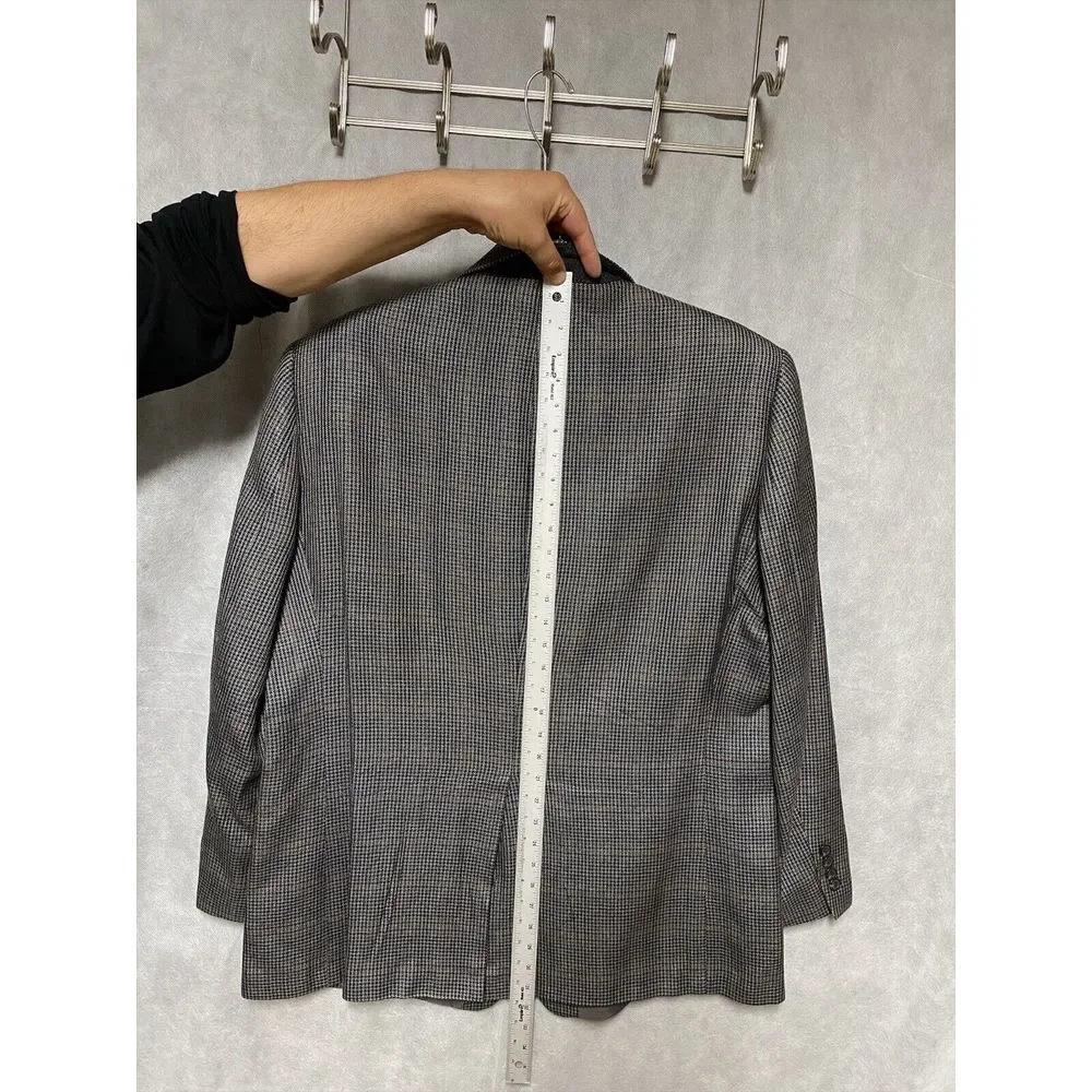 Chaps Blazer Men 46R Wool‎ Houndstooth Flannel Coat Jacket Ralph Lauren Luxury
